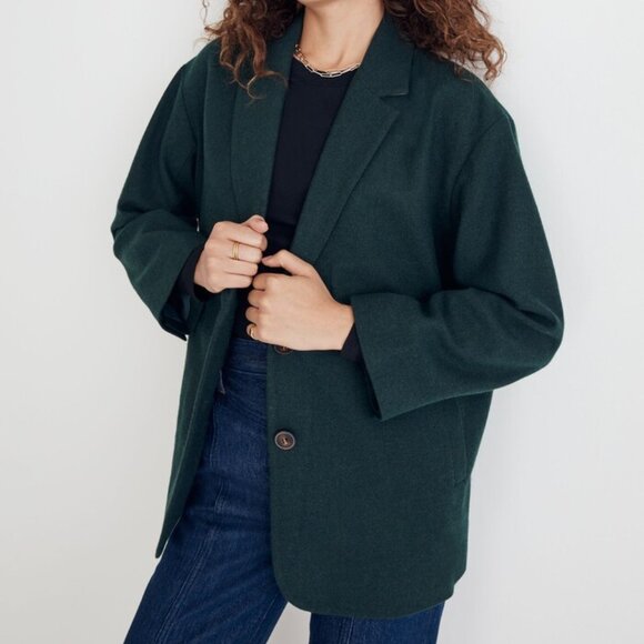 Madewell Dorset Oversized Blazer 1X Dark Palm Wool Blend | Italian Fabric - Picture 2 of 3